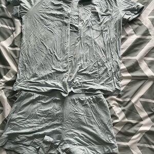 Light/steel blue Button-Up Pajama Set